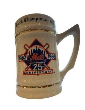 New York Mets 1986 World Champions 25th Anniversary Collectible Beer Stein Mug